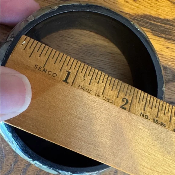 Vintage Bangle Mosaic Abalone Shell Mother of Pearl on black - Picture 6 of 7